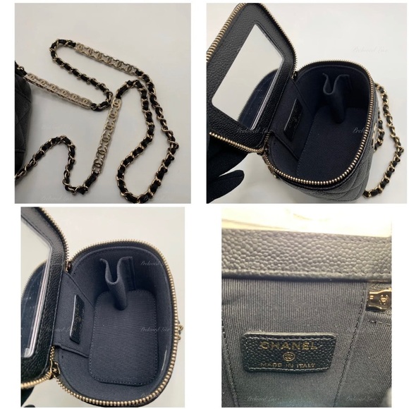 Authentic CHANEL Caviar Black Mini Square Vanity Case CC Chain Bag Gold Hardware - Picture 9 of 12